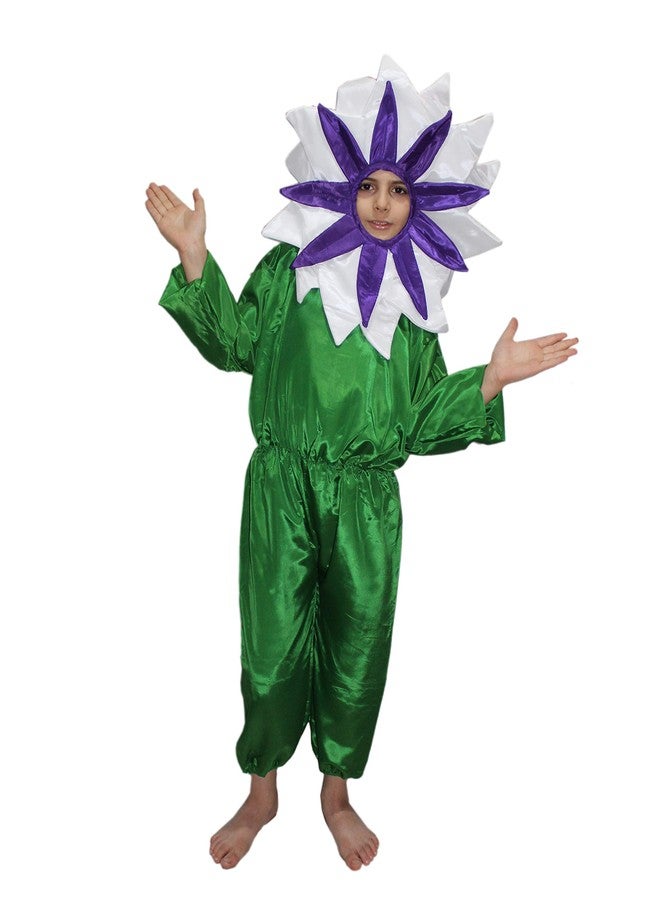 كاكو فانسي دريسيس زي تنكري من البوليستر من كاكو، مزين بزهرة بيضاء، زي مستوحى من الطبيعة - أبيض وأخضر، مقاس 7-8 سنوات، للأولاد والبنات - Image 1